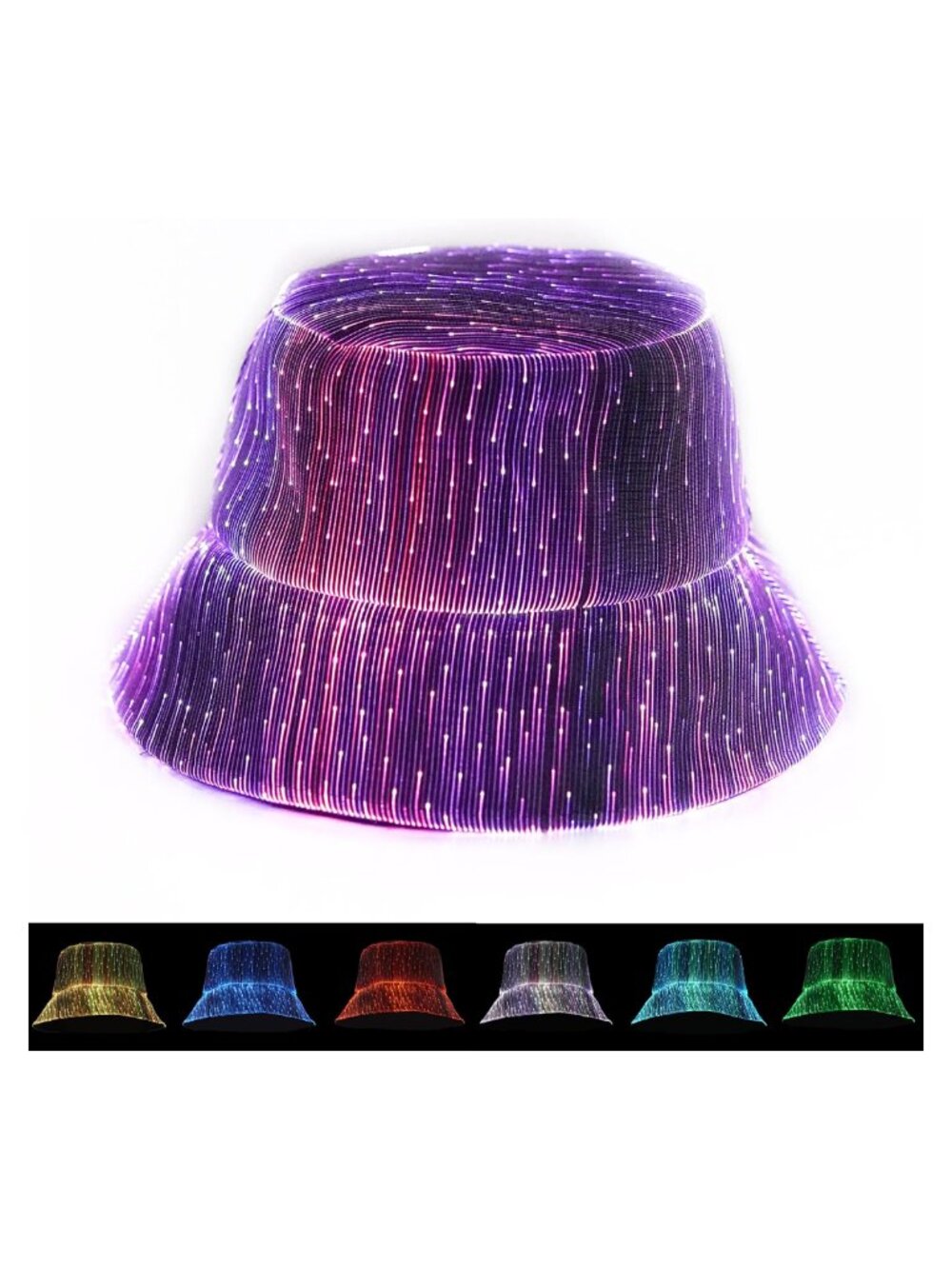 LED Light Up Bucket Hat Fiber Optic Cotton Rave Festival Party